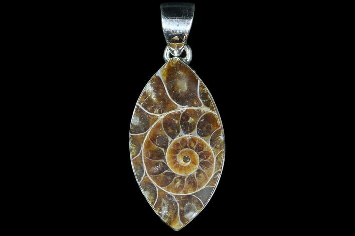 Ammonite Fossil Pendant - Sterling Silver #82221